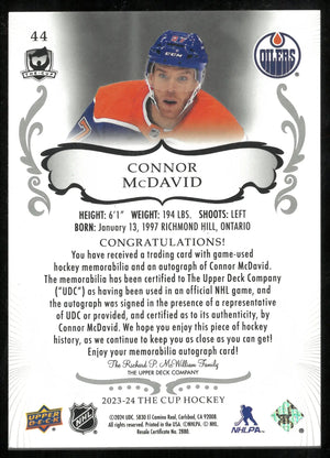 2023-24 Upper Deck The Cup Red Patch Auto Connor McDavid /4 SSP 