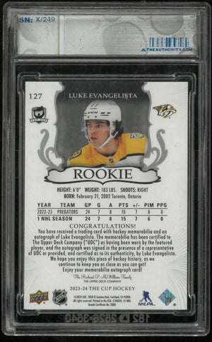 2023-24 Upper Deck The Cup Rookie Auto Patch Luke Evangelista /249 