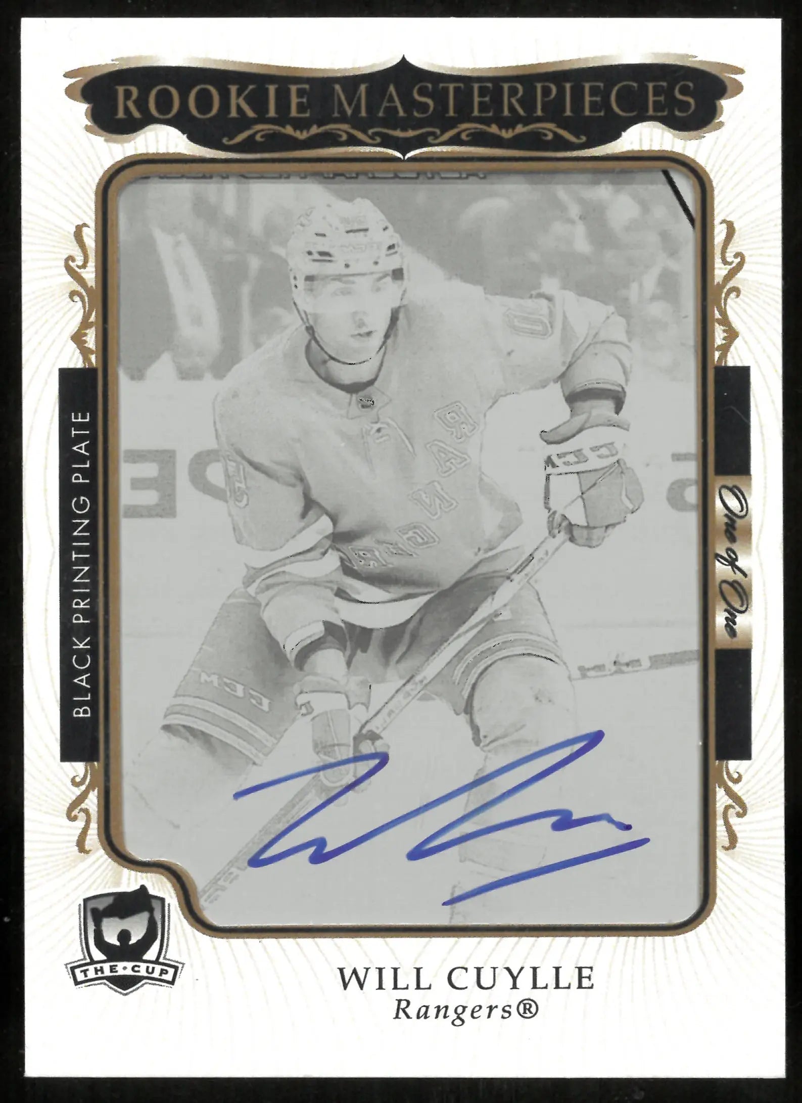 2023-24 Upper Deck The Cup Rookie Masterpieces Auto Black Printing Plate Will Cuylle 1/1 