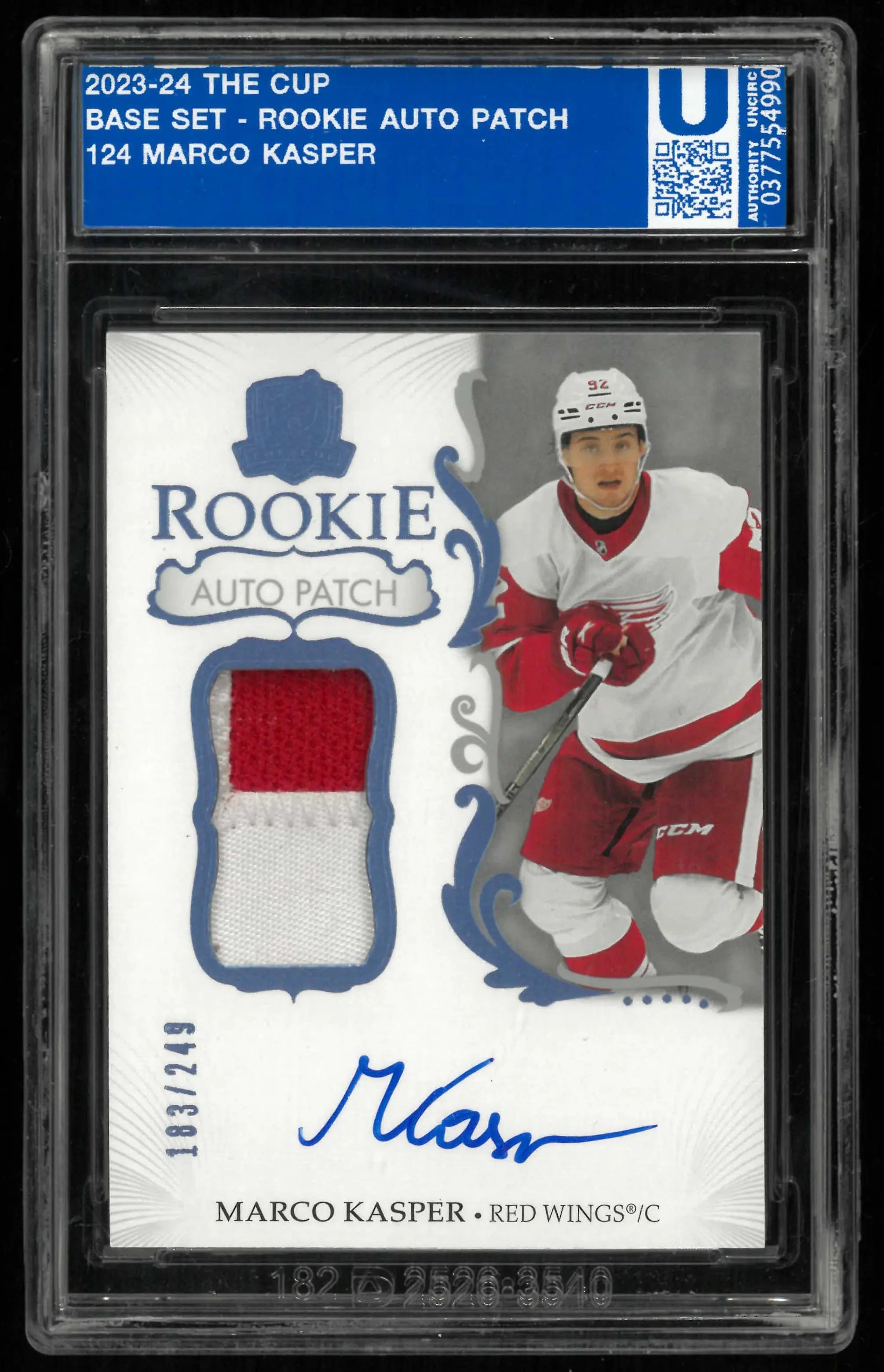 2023-24 Upper Deck The Cup Rookie Patch Autograph Marco Kasper Auto /249 RC 