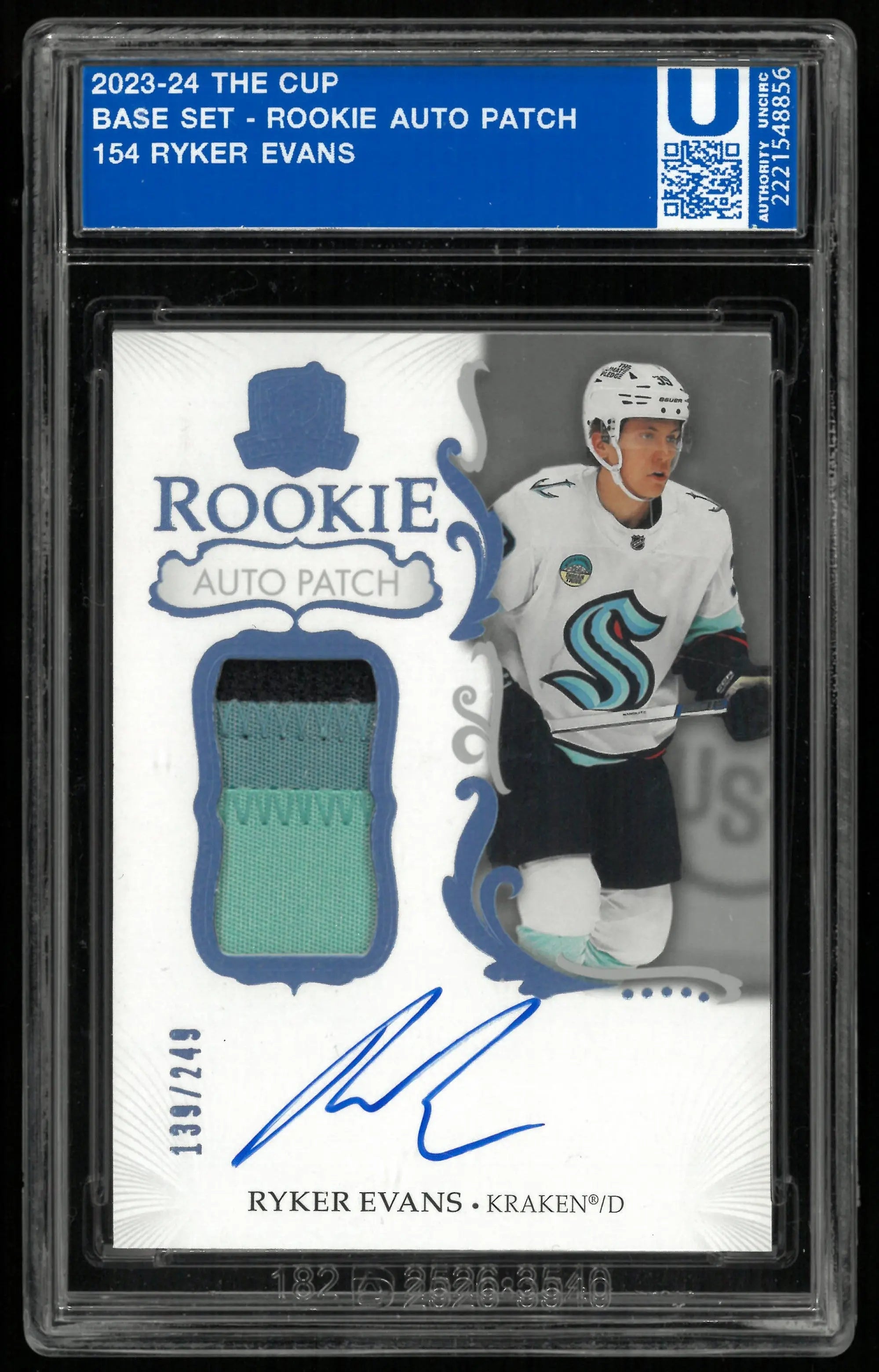 2023-24 Upper Deck The Cup Ryker Evans RC Rookie Patch Auto /249 