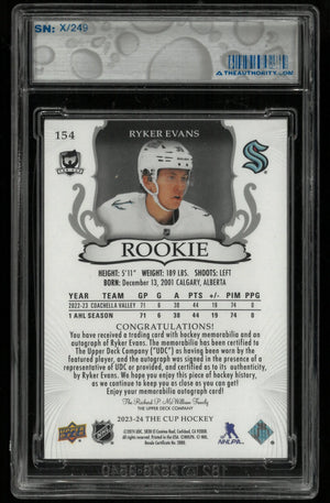 2023-24 Upper Deck The Cup Ryker Evans RC Rookie Patch Auto /249 
