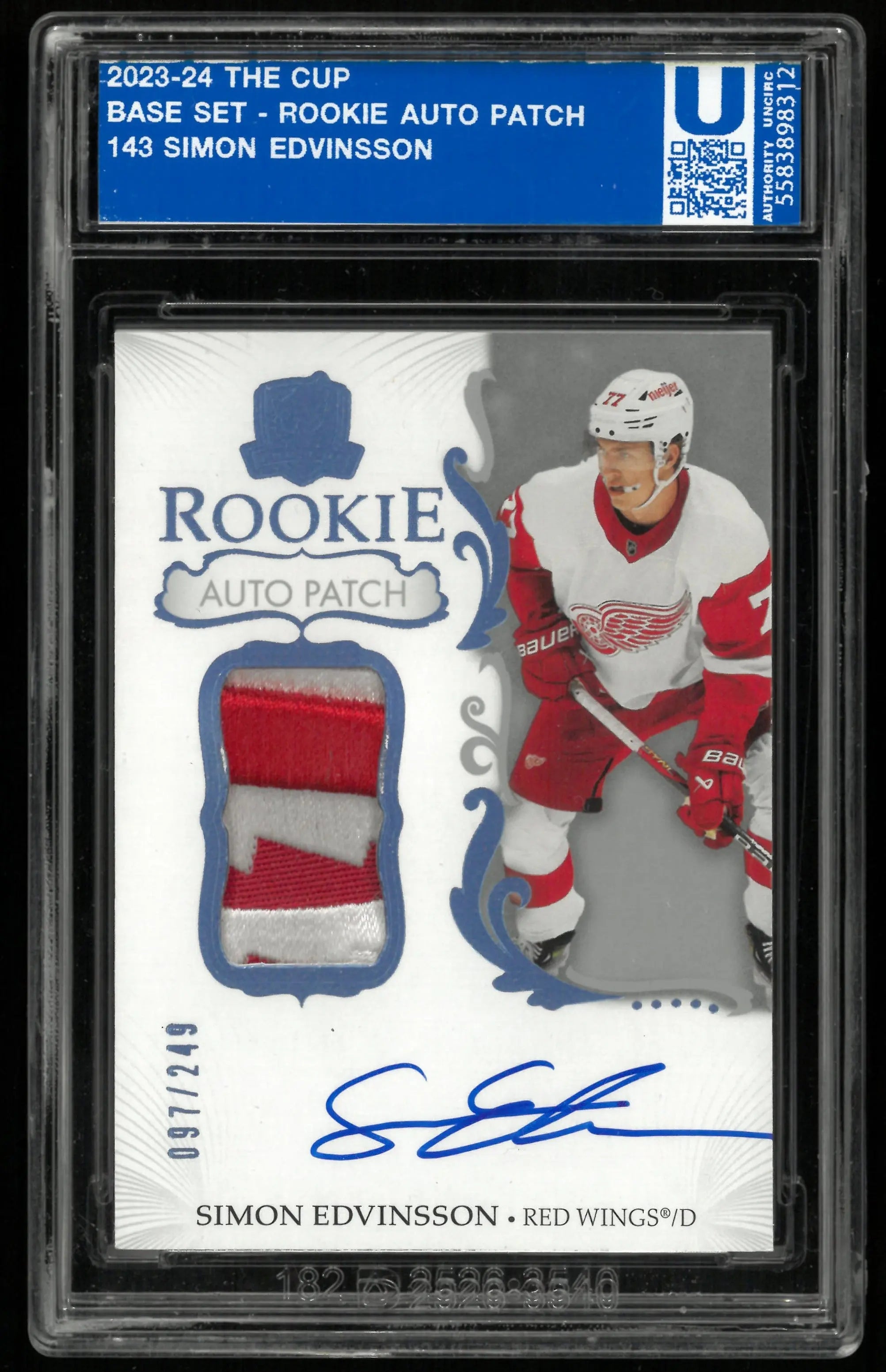 2023-24 Upper Deck The Cup Simon Edvinsson RC Rookie Patch Auto /249 