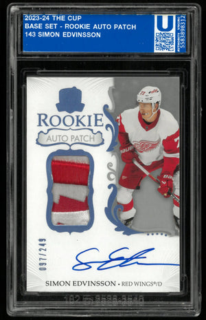 2023-24 Upper Deck The Cup Simon Edvinsson RC Rookie Patch Auto /249 