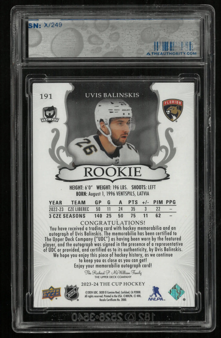 2023-24 Upper Deck The Cup Uvis Balinskis RC Rookie Patch Auto /249 