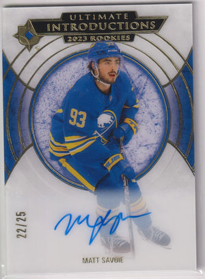 2023-24 Upper Deck Ultimate Introductions Autograph Rookie Matt Savoie Auto /25 