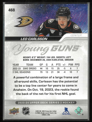2023-24 Upper Deck #468 Leo Carlsson Young Guns Rookie 