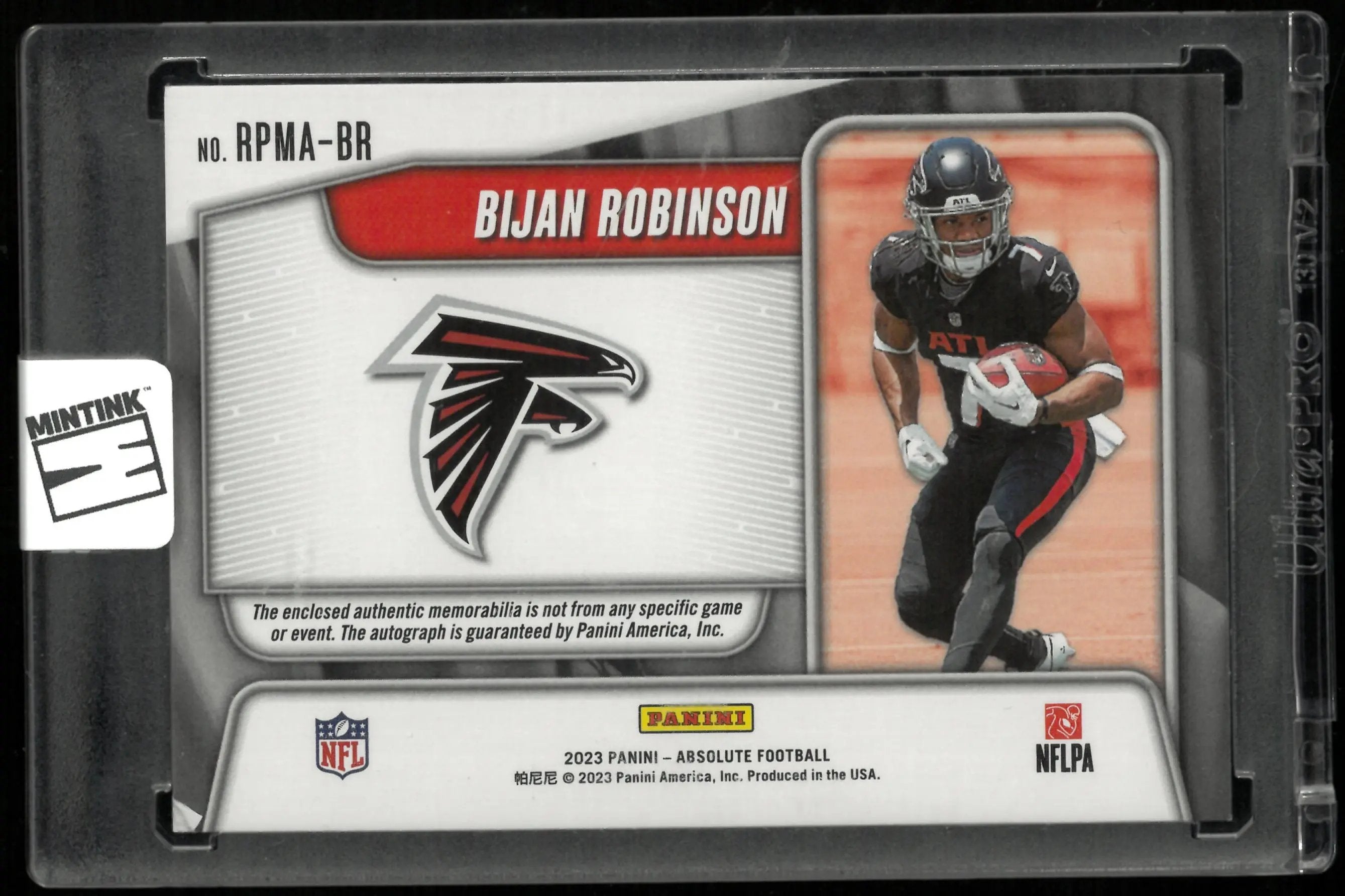 2023 Absolute Football Bijan Robinson RC Rookie Premiere Quad Patch Auto /99 