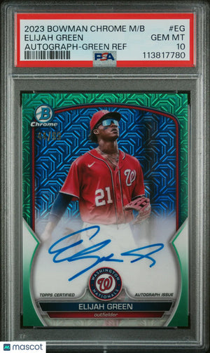 2023 Bowman Chrome Mega Box Elijah Green Auto Green Refractor PSA 10 /99 