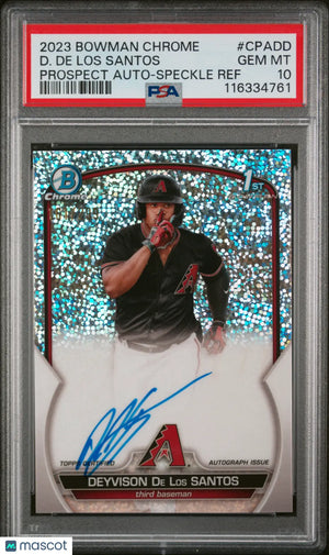 2023 Bowman Chrome Prospect Autographs D. De Los Santos Speckle Refractor PSA 10 