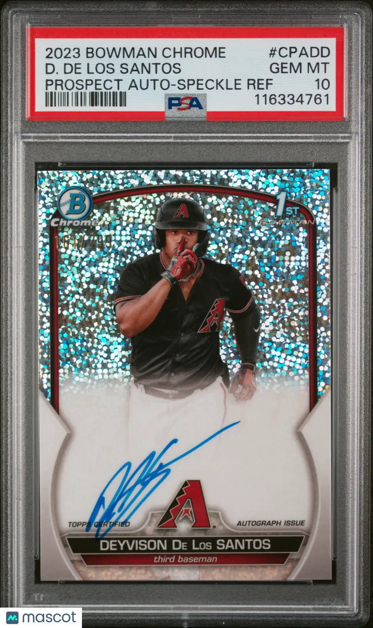 2023 Bowman Chrome Prospect Autographs D. De Los Santos Speckle Refractor PSA 10 