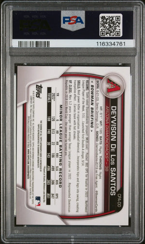 2023 Bowman Chrome Prospect Autographs D. De Los Santos Speckle Refractor PSA 10 