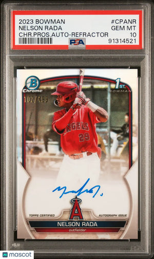 2023 Bowman Chrome Prospect Autographs Nelson Rada #CPANR Refractor /499 PSA 10 