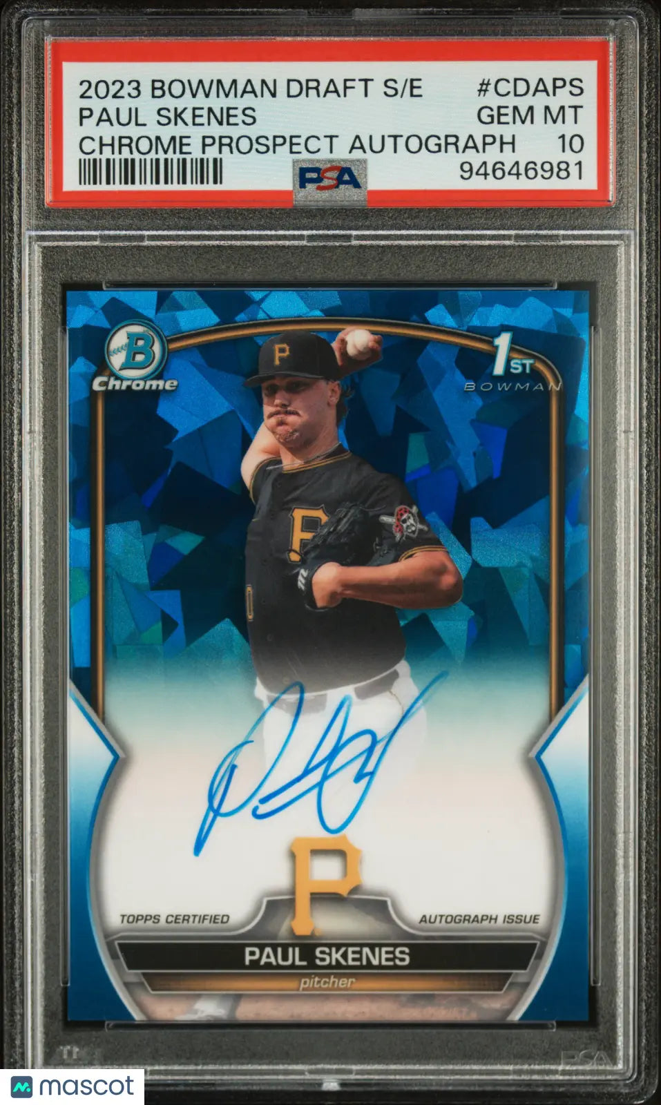 2023 Bowman Chrome Sapphire Edition Prospect Auto Paul Skenes RC PSA 10 /199 