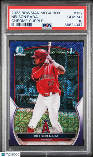 2023 Bowman Mega Box Chrome Nelson Rada #132 Purple Refractor PSA 10 