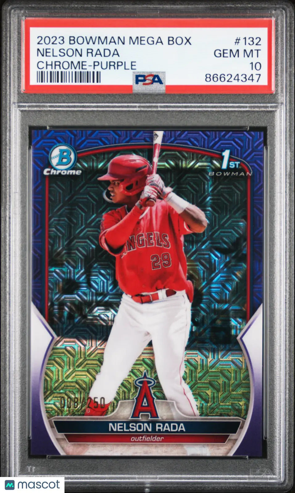 2023 Bowman Mega Box Chrome Nelson Rada #132 Purple Refractor PSA 10 