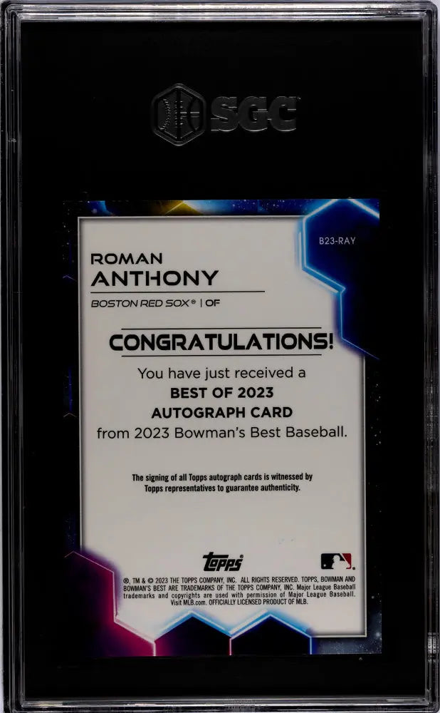 2023 Bowman's Best Roman Anthony RC '23 Autograph Auto SGC 10 Auto 10 