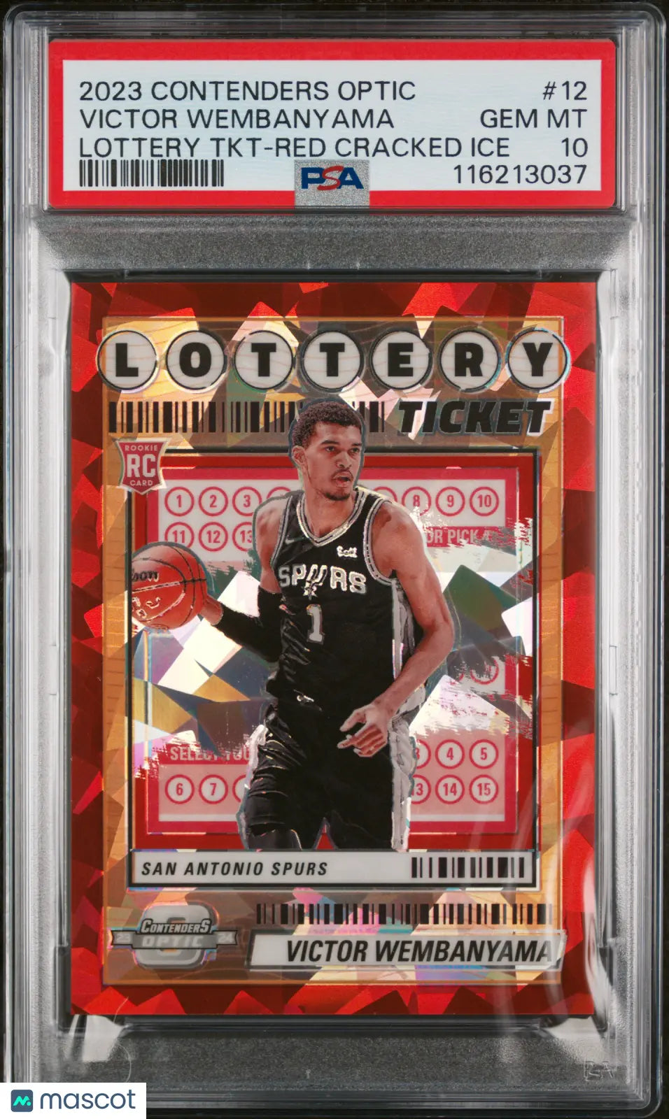 2023 Contenders Optic Lottery Victor Wembanyama RC Red Cracked Ice PSA 10 /175 