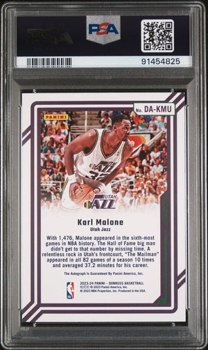 2023 Donruss Basketball Dominators Autographs Auto Karl Malone Black 1/1 PSA 9 