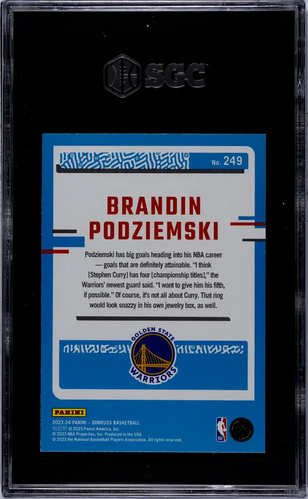 2023 Donruss Brandin Podziemski #249 Red SGC 9 