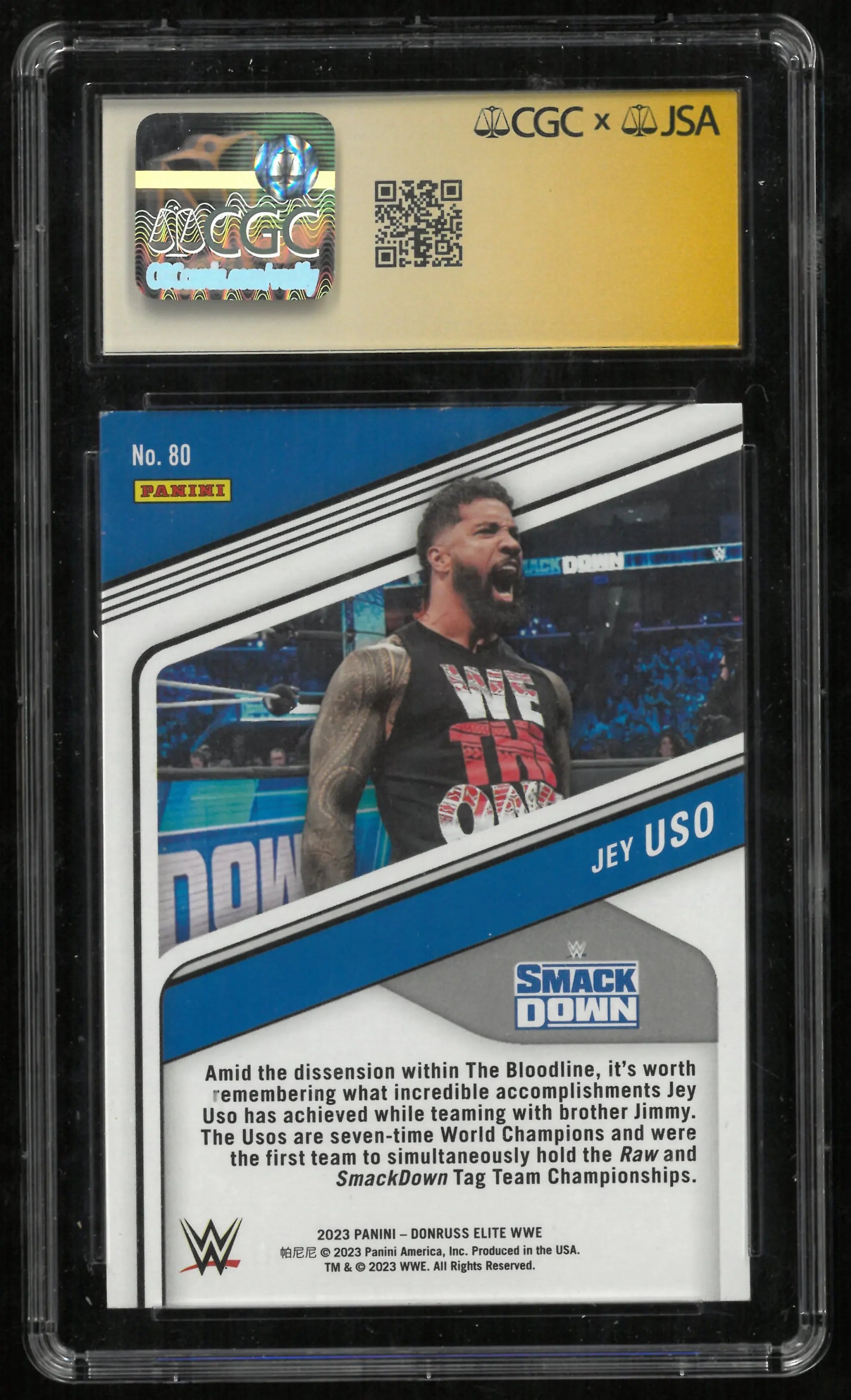 2023 Donruss Elite WWE Jey Uso In Person Auto CGC Authentic Auto 10 