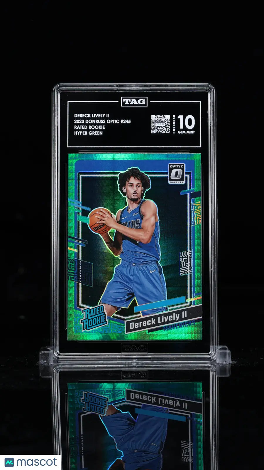 2023 Donruss Optic Basketball Dereck Lively II Rated Rookie Hyper Green TAG 10 
