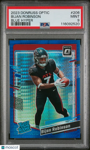 2023 Donruss Optic Bijan Robinson Rated Rookie Blue Hyper PSA 9 