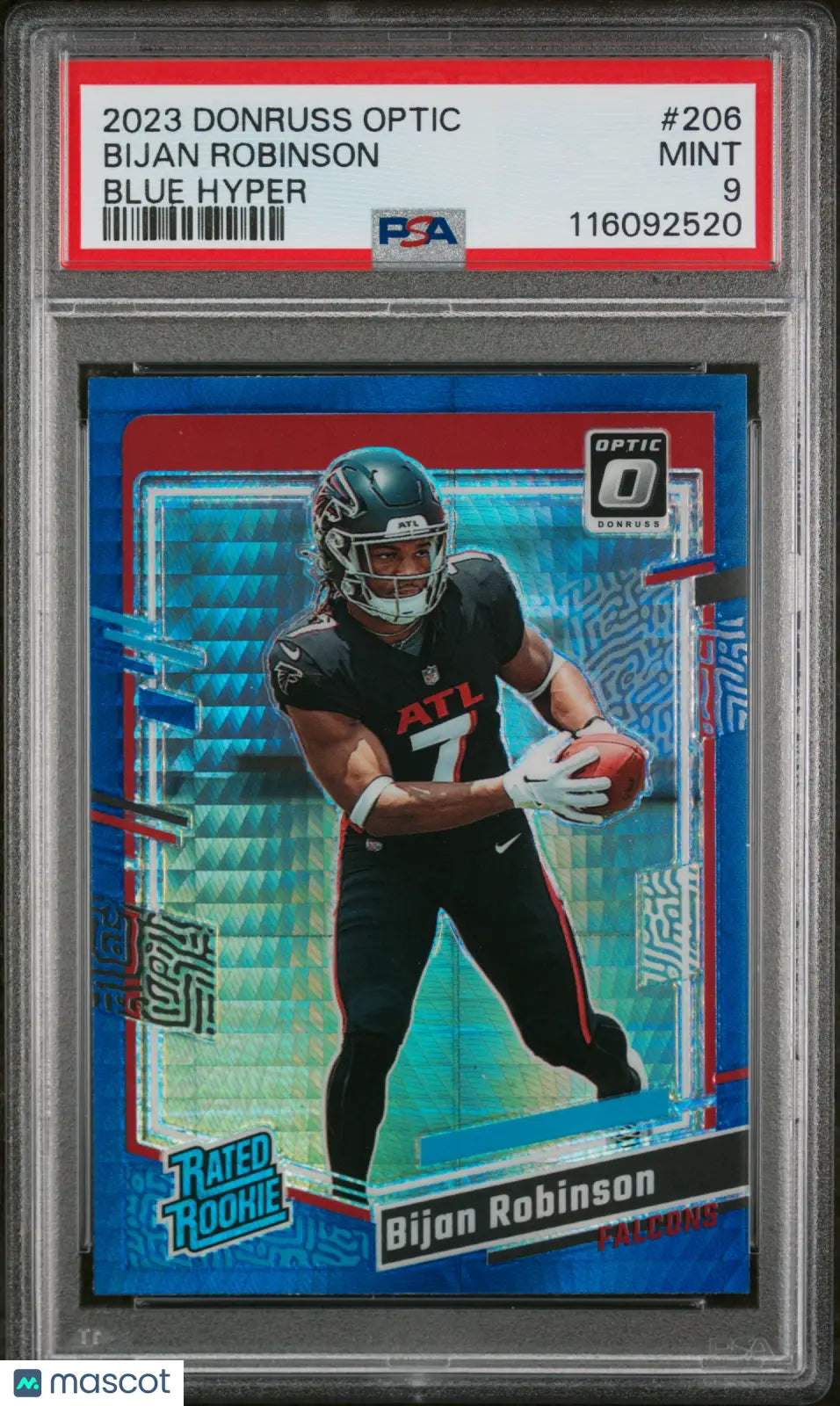 2023 Donruss Optic Bijan Robinson Rated Rookie Blue Hyper PSA 9 