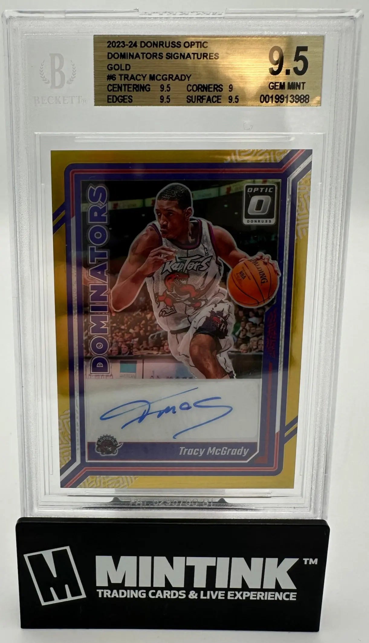2023 Donruss Optic Dominators Autograph Tracy McGrady Gold /10 BGS 9.5 Auto 9 