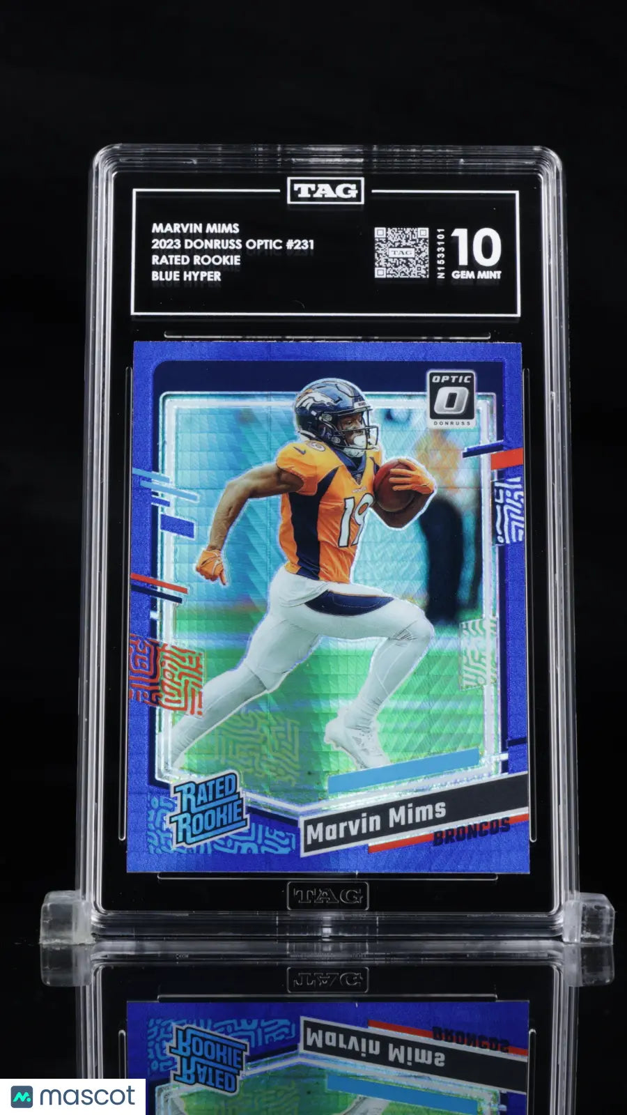 2023 Donruss Optic Marvin Mims RC Rated Rookie Blue Hyper TAG 10 