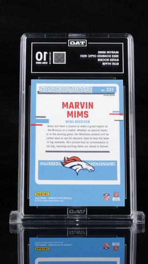2023 Donruss Optic Marvin Mims RC Rated Rookie Blue Hyper TAG 10 