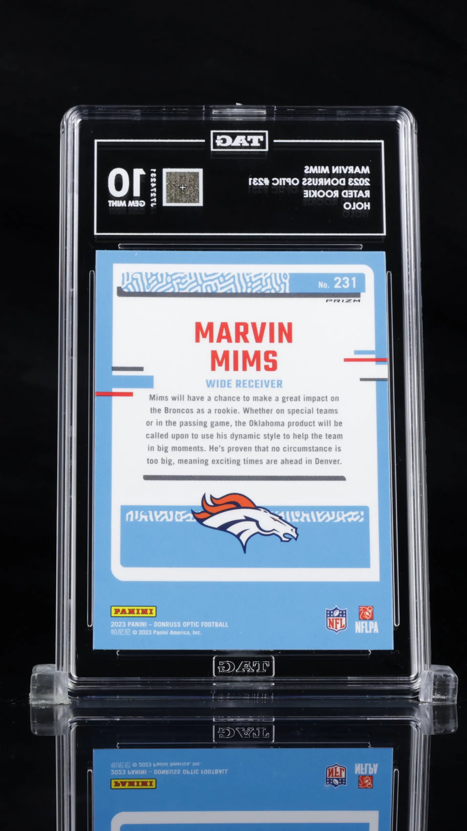 2023 Donruss Optic Marvin Mims RC Rated Rookie Holo TAG 10 #231 