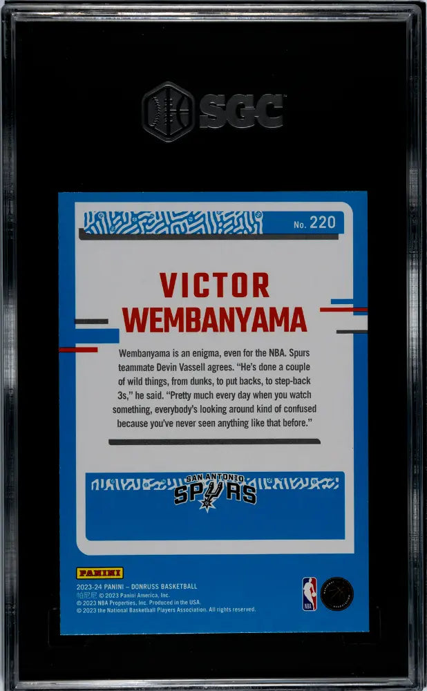 2023 Donruss Rated Rookie Victor Wembanyama Green Holo Laser RC SGC 9.5 