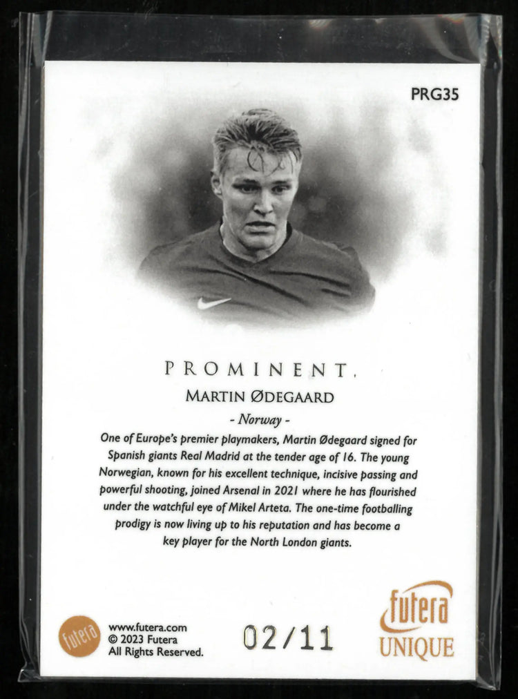 2023 Futera Unique Prominent Martin Odegaard /11 Gold Frame 