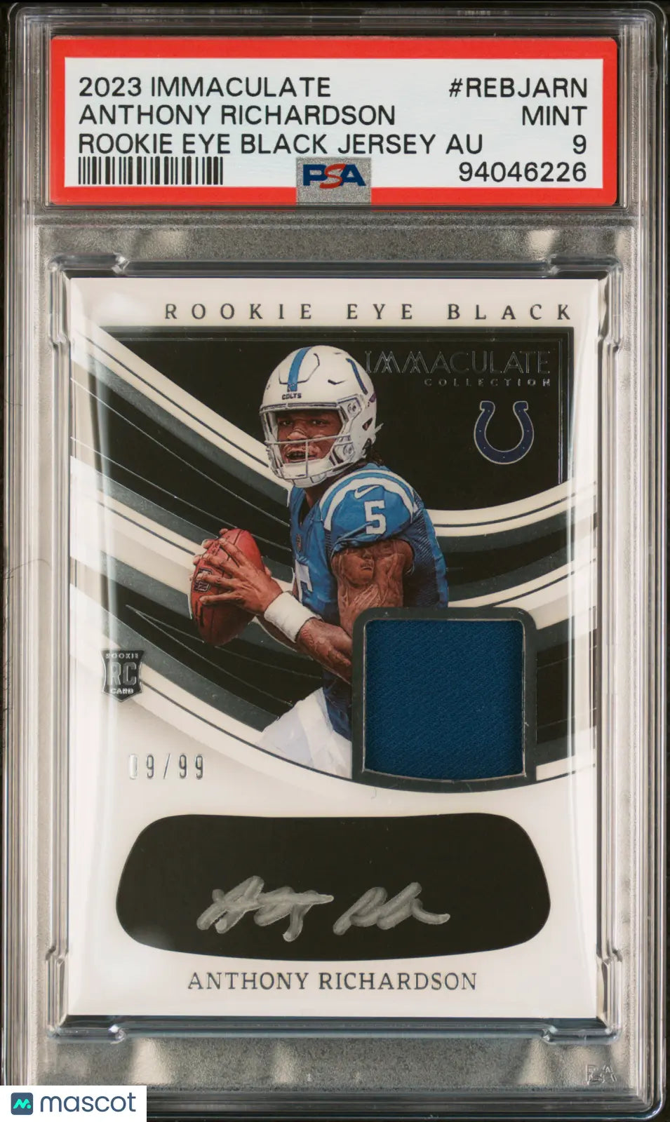 2023 Immaculate Col. PSA 9 Anthony Richardson RC Eye Black Jersey Auto 09/99 
