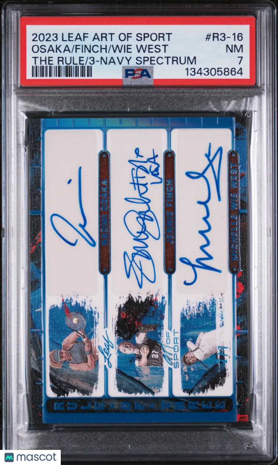 2023 Leaf Art Of Sport The Rule Of 3 Navy Spectrum Finch Wie West Osaka /7 PSA 7 