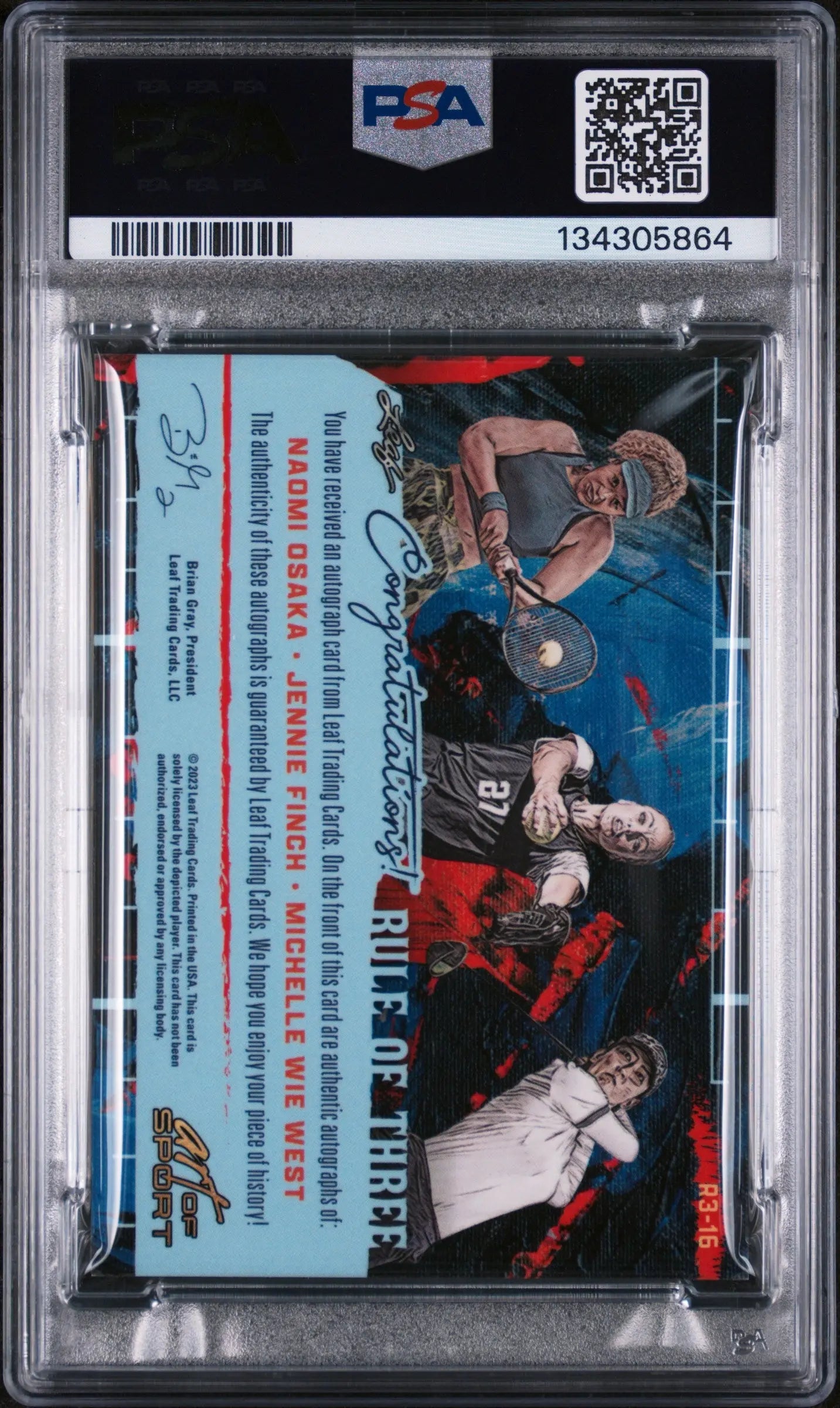 2023 Leaf Art Of Sport The Rule Of 3 Navy Spectrum Finch Wie West Osaka /7 PSA 7 