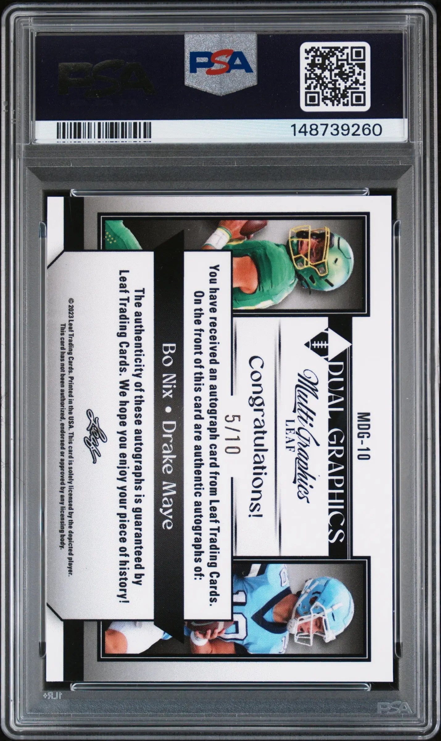 2023 Leaf Eclectic Multigraphics Dual-Graphics Autographs Maye Nix Silver  PSA 9 