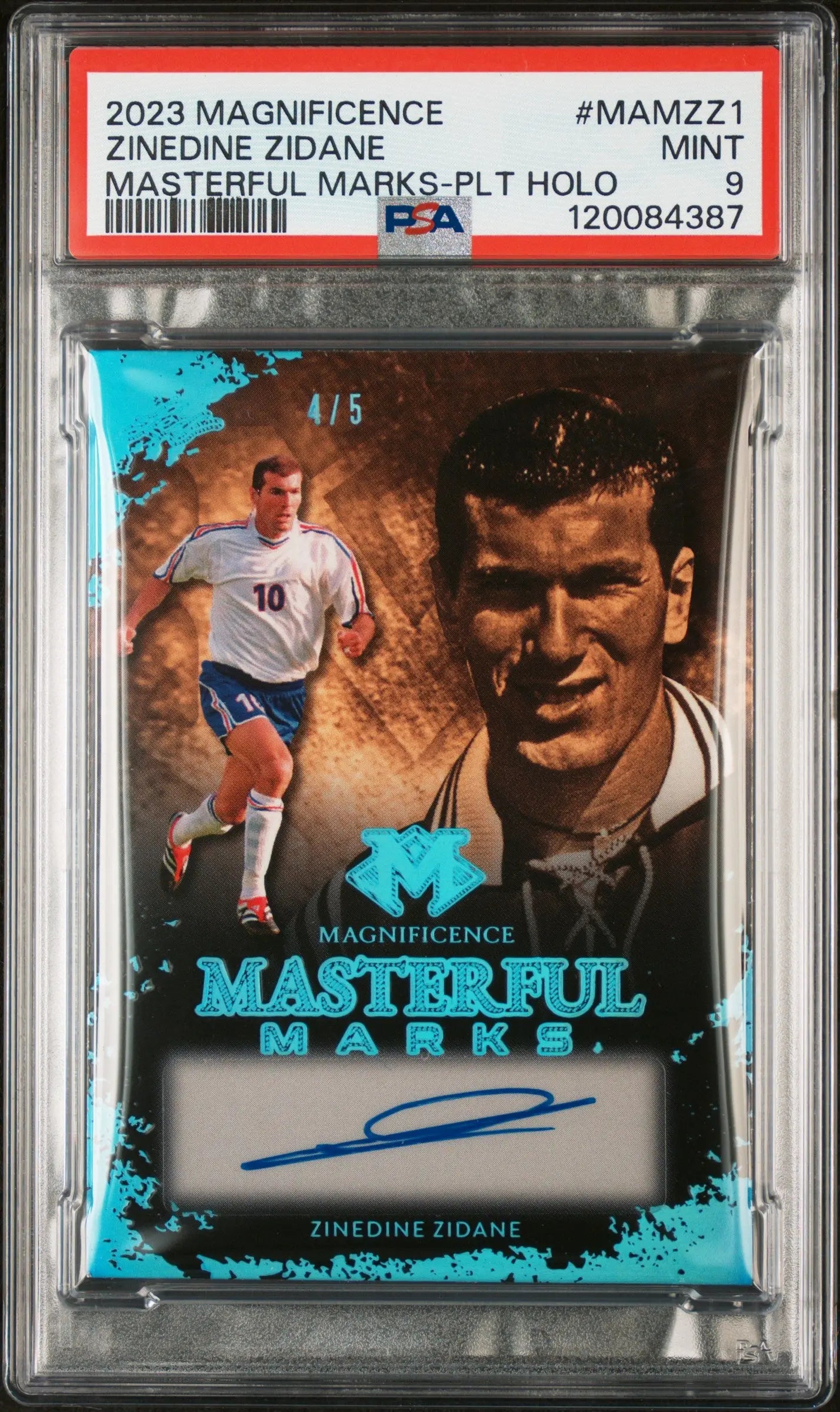 2023 Leaf Magnificence Masterful Marks Autograph Zinedine Zidane Holo /5 PSA 9 