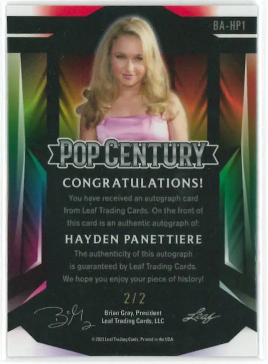 2023 Leaf Trading Pop Century Autograph Hayden Panettiere Auto Orange /2 