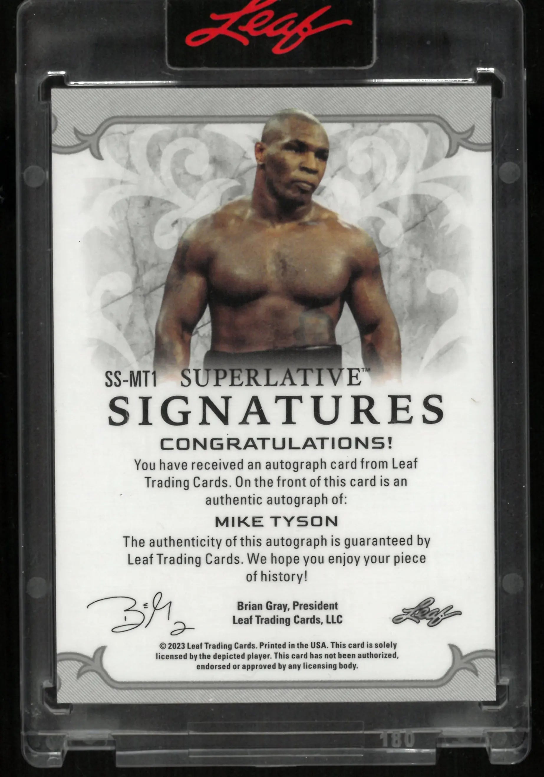 2023 Leaf Trading Superlative Signatures Mike Tyson Autograph Red /15 