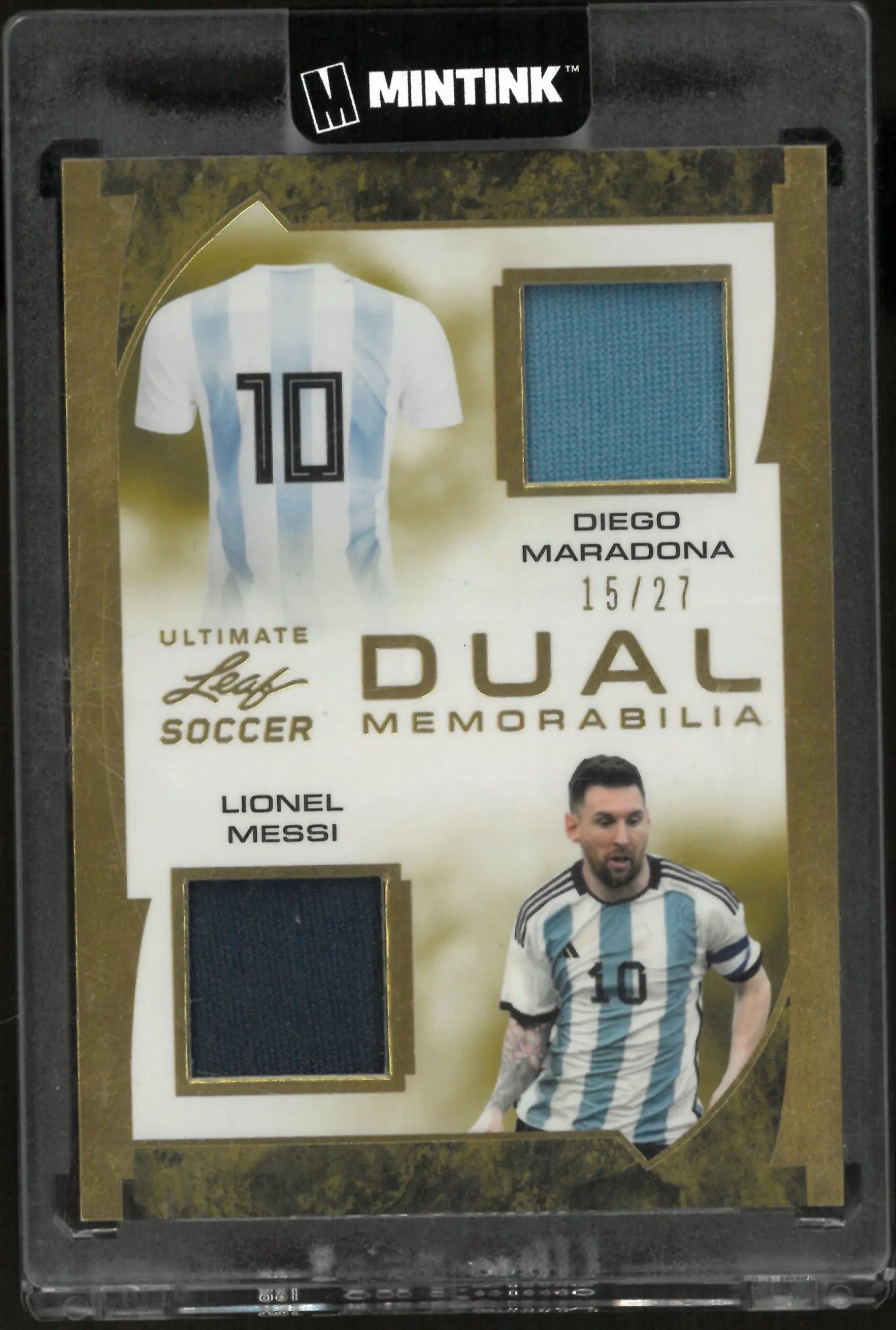 2023 Leaf Trading Ultimate Soccer Dual Memorabilia Diego Maradona/ Lionel Messi /27 