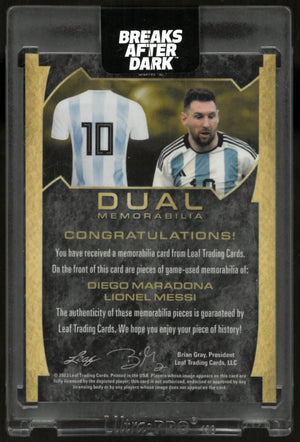 2023 Leaf Trading Ultimate Soccer Dual Memorabilia Diego Maradona/ Lionel Messi /27 