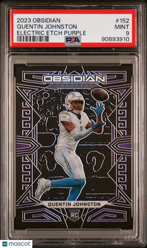 2023 Obsidian Football Quentin Johnston RC Rookie Electric Etch Purple PSA 9 /75 