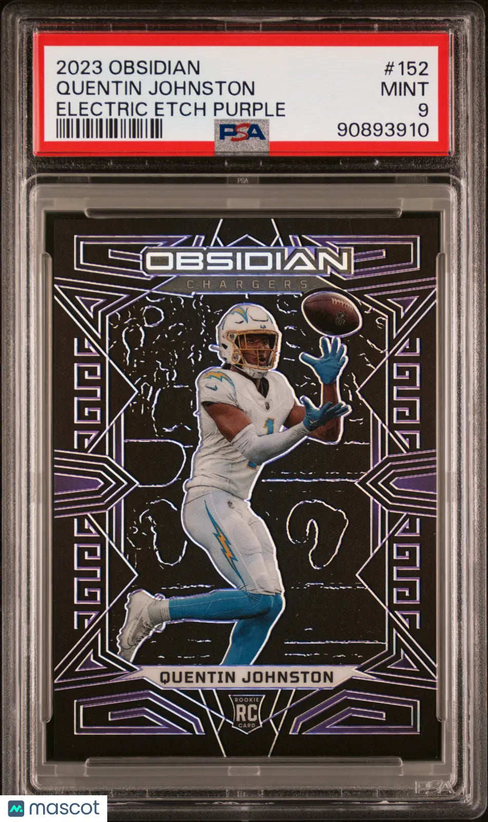 2023 Obsidian Football Quentin Johnston RC Rookie Electric Etch Purple PSA 9 /75 