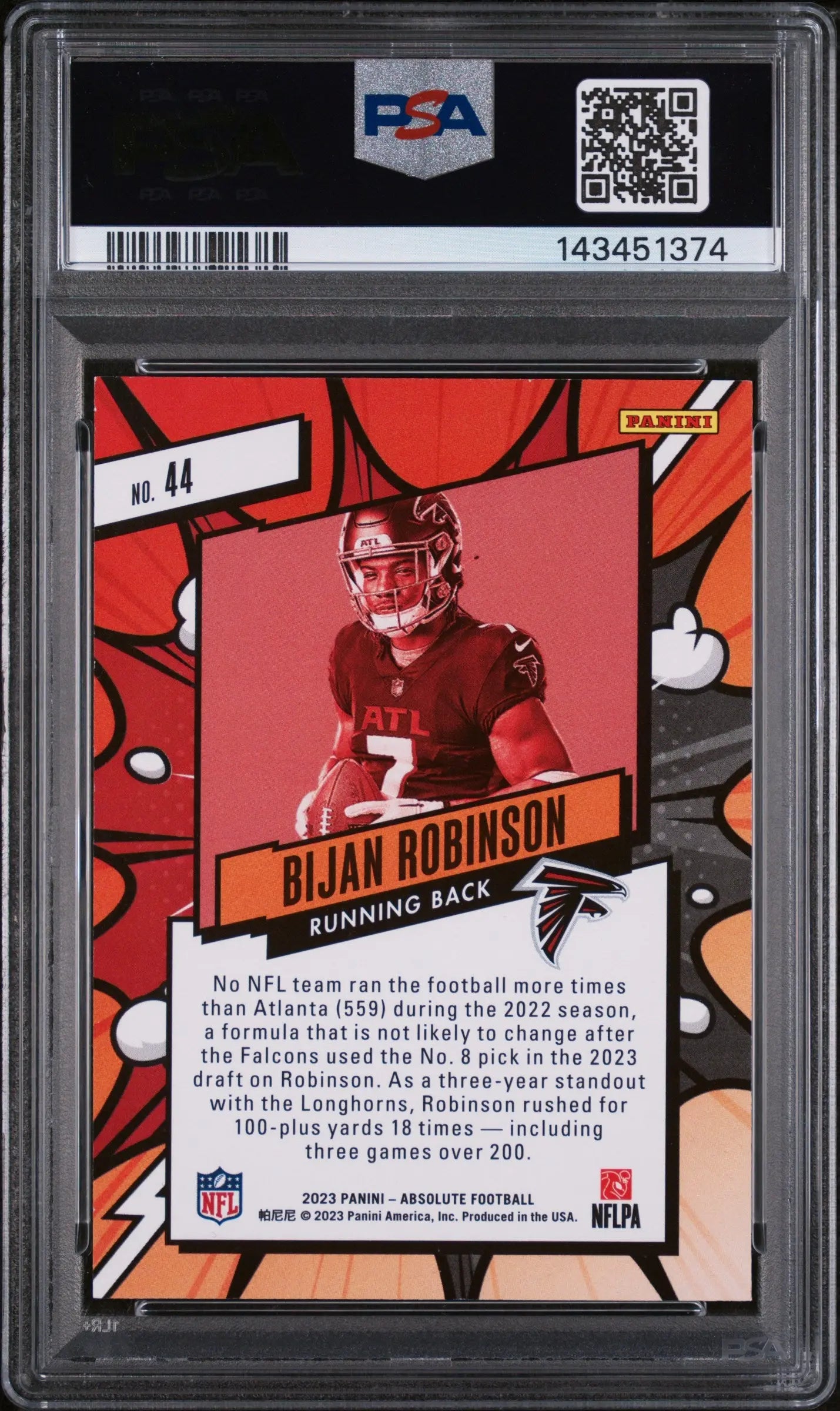 2023 Panini Absolute Explosive Rookie Bijan Robinson RC PSA 9 