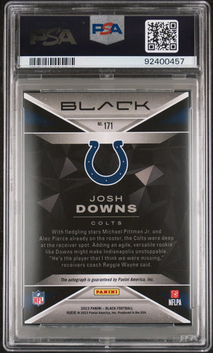 2023 Panini Black Autograph Rookie Josh Downs Auto Sapphire /25 RC PSA 10 