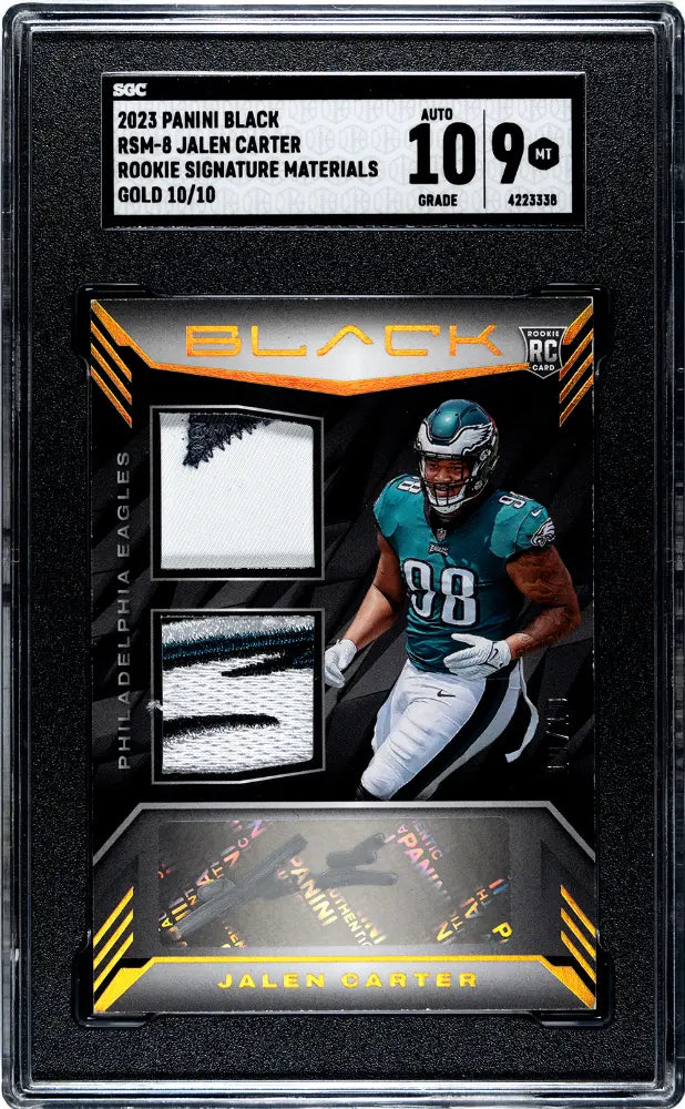 2023 Panini Black Rookie Autograph Jalen Carter Auto Gold /10 RC SGC 9 Auto 10 