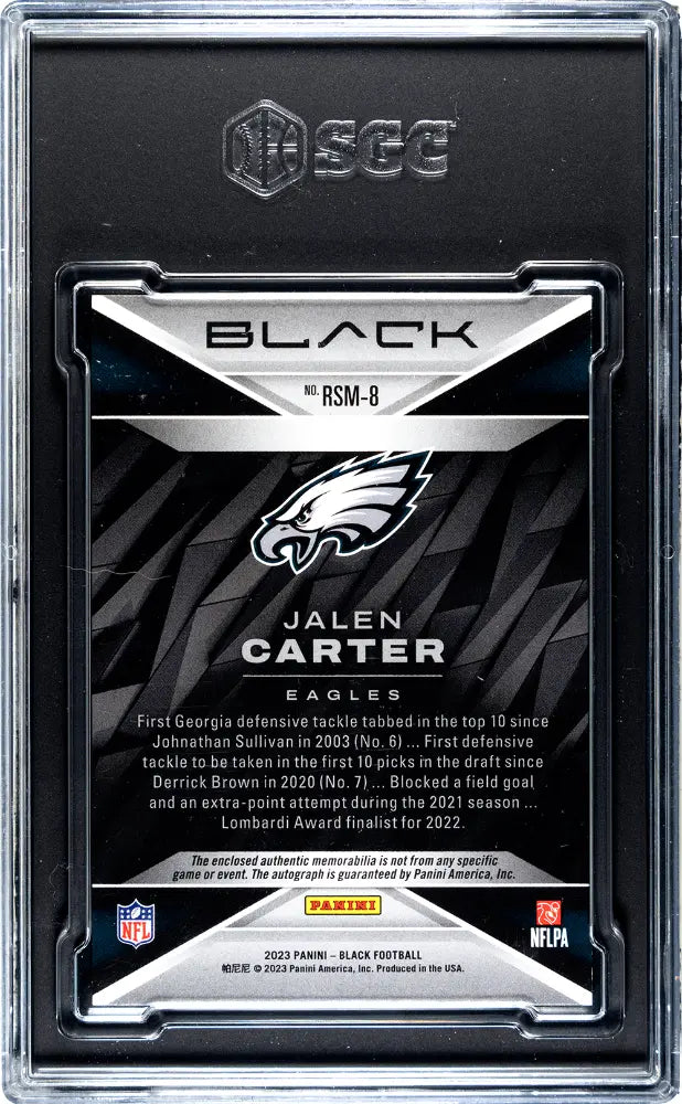 2023 Panini Black Rookie Autograph Jalen Carter Auto Gold /10 RC SGC 9 Auto 10 