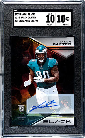 2023 Panini Black Rookie Autograph Jalen Carter Auto RC SGC 10 Auto 10 